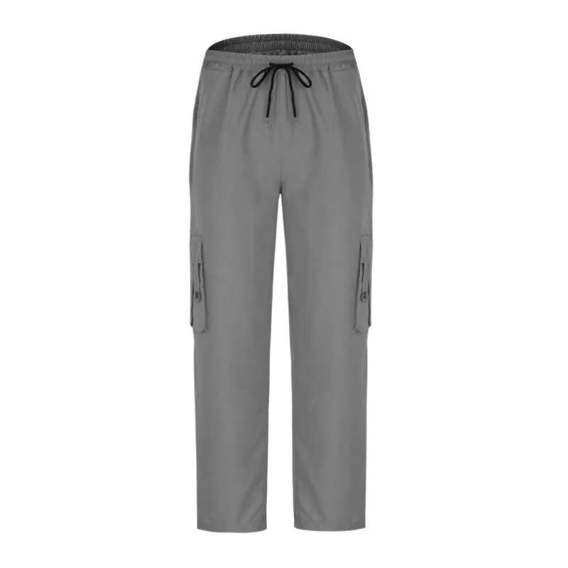 Men's Casual Loose Multi-Pocket Drawstring Elastic Waist Work Pants 41029937M