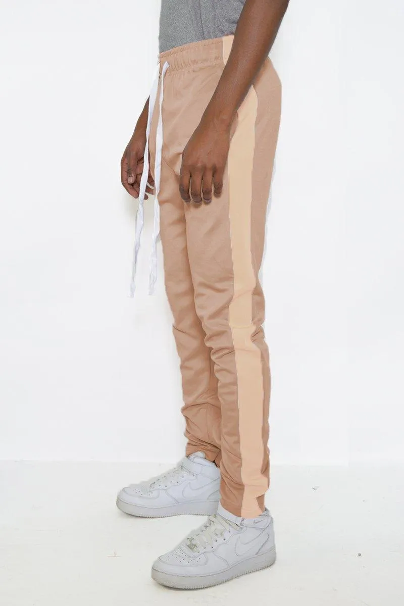 Mens Classic Slim Fit Khaki Side Stripe Joggers