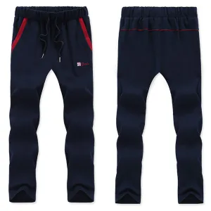 Mens Plus Size Elastic Waist Drawstring Solid Color Casual Trousers Jogging Sport Pants