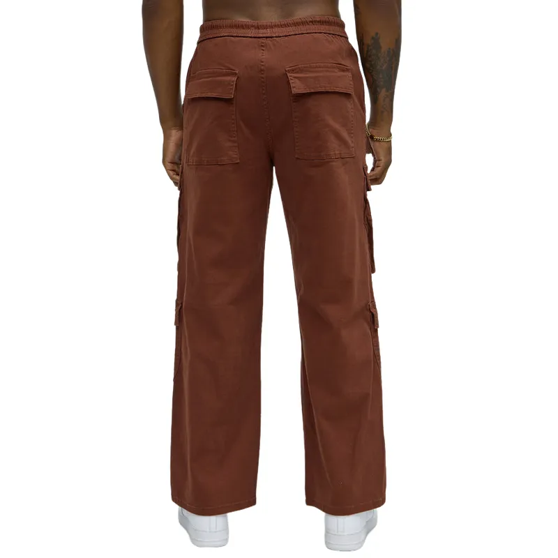 Men's Vintage Drawstring Elastic Waist Multi-Pocket Cargo Pants 79714808F