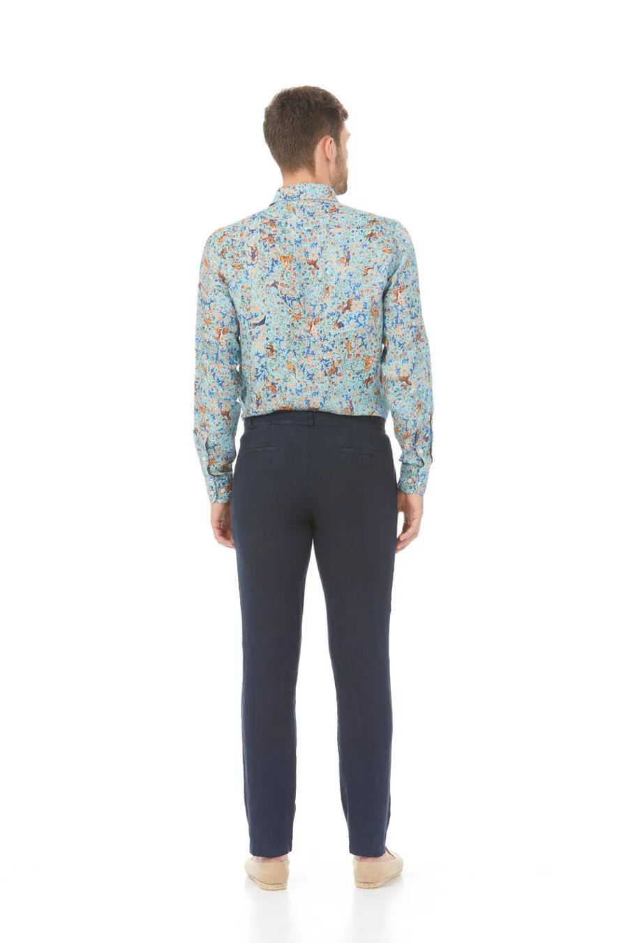 navy basic linen pants