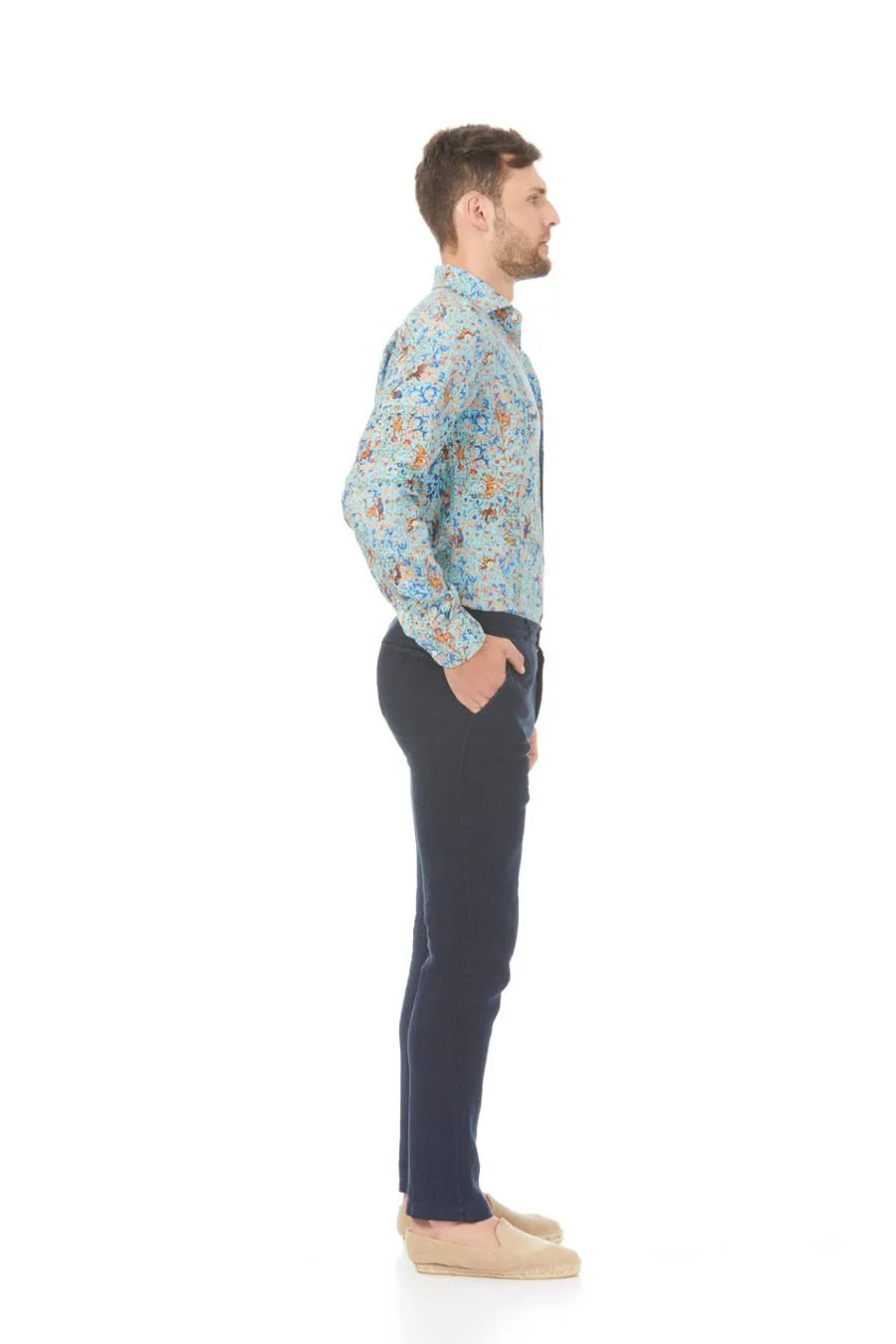 navy basic linen pants