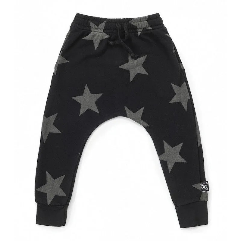 NUNUNU French Terry Star Baggy Pants Black