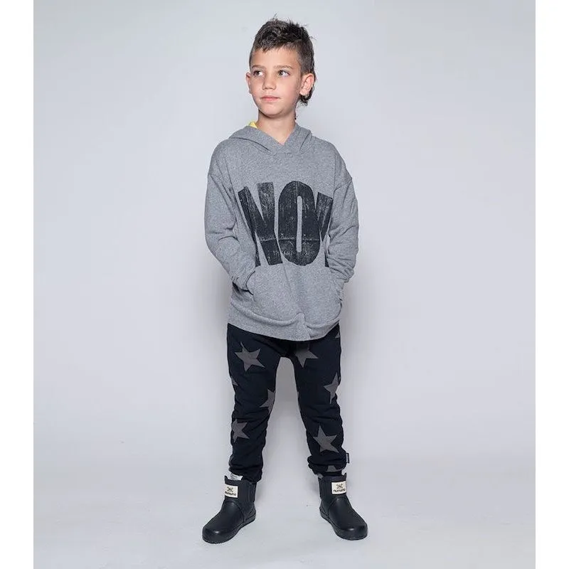 NUNUNU French Terry Star Baggy Pants Black