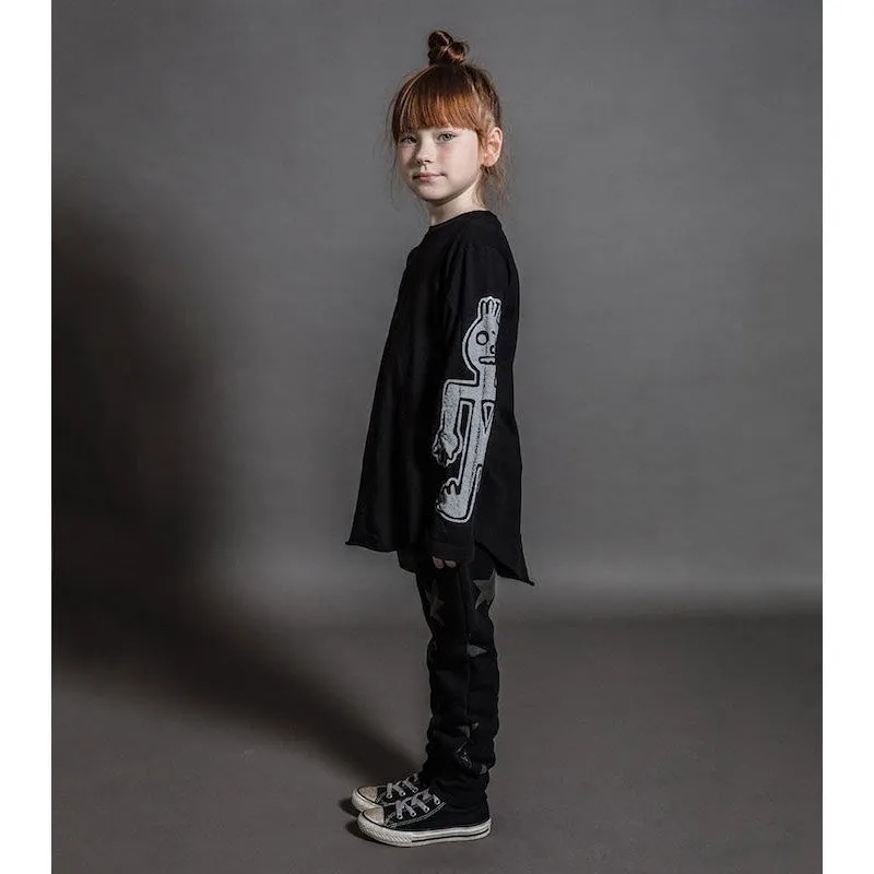 NUNUNU French Terry Star Baggy Pants Black