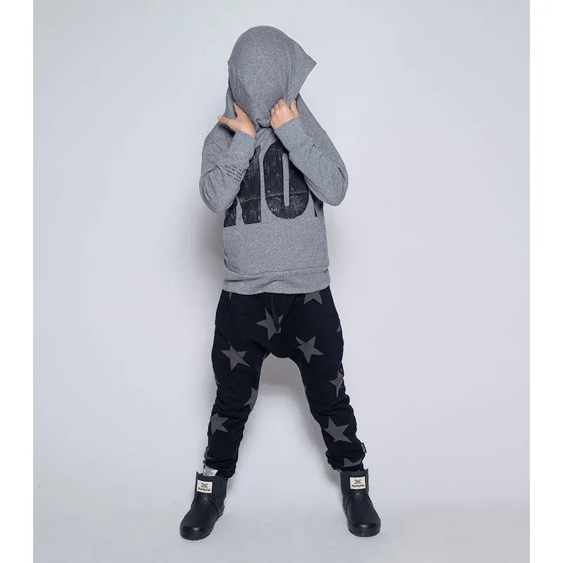 NUNUNU French Terry Star Baggy Pants Black