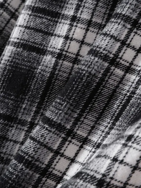 Plaid Hooded Shirt And Cargo Pants Set