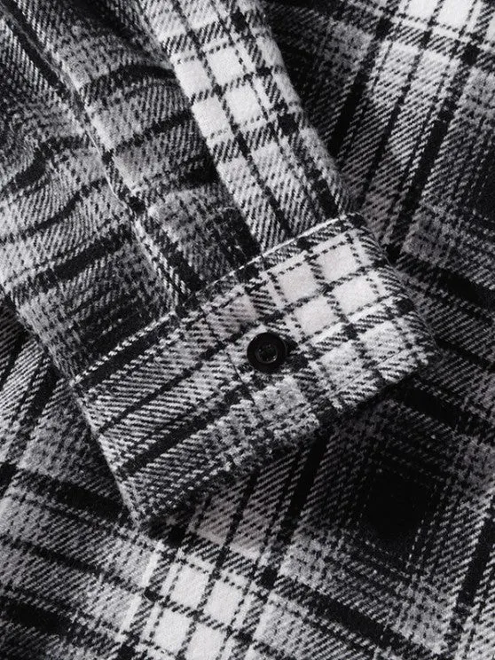 Plaid Hooded Shirt And Cargo Pants Set
