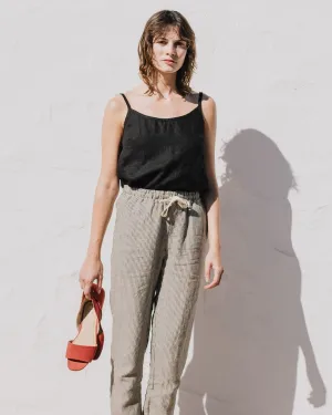 R: ATHENS drawstring linen pants (Size: S; Color: Night Garden)