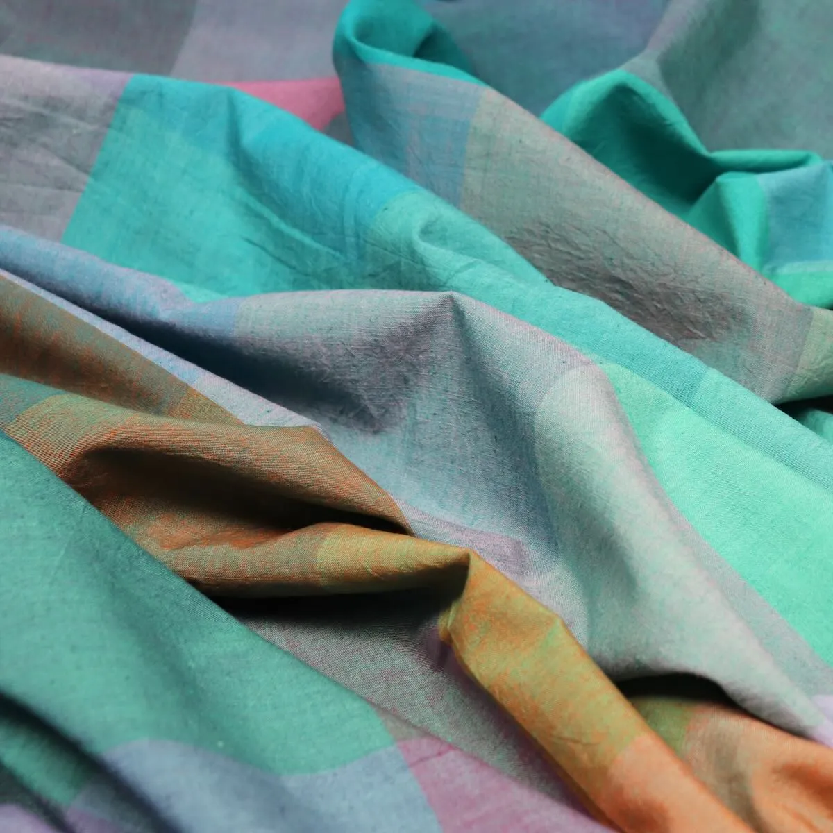 Rainbow Check Handloom Cotton — 0.44 Yard Remnant