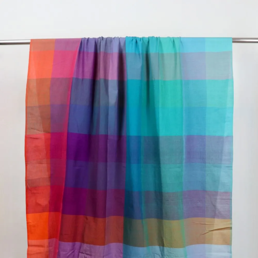 Rainbow Check Handloom Cotton — 0.44 Yard Remnant