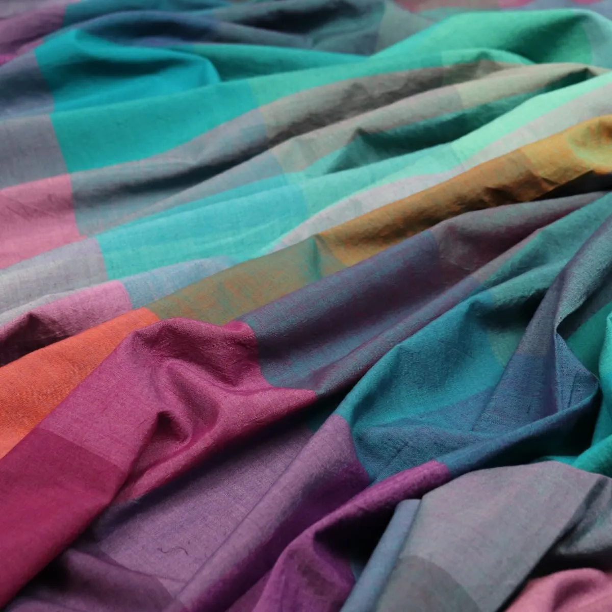 Rainbow Check Handloom Cotton — 0.44 Yard Remnant