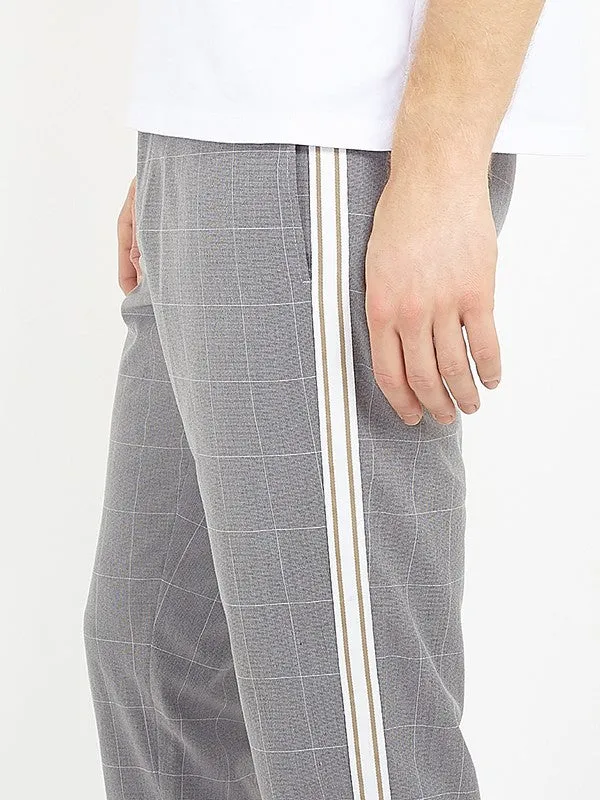 TAPE DETAIL GREY WINDOWPANE CHECKED TROUSERS