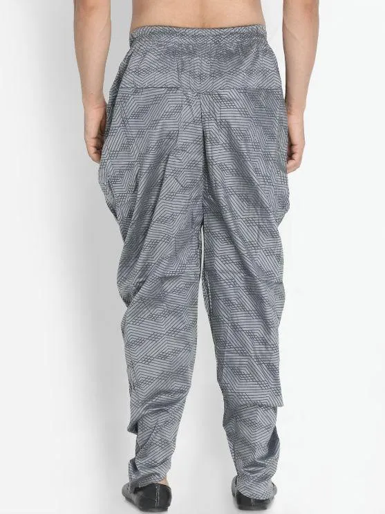 VASTRAMAY Men's Grey Cotton Blend Cowl Dhoti Pant