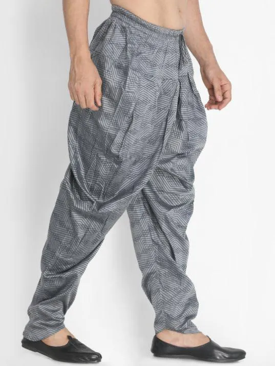 VASTRAMAY Men's Grey Cotton Blend Cowl Dhoti Pant