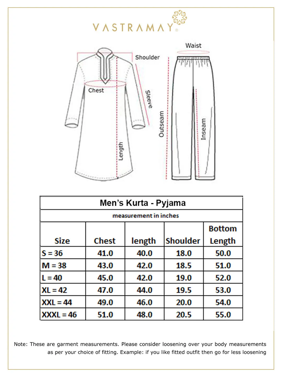 VASTRAMAY Men's Orange Pure Cotton Kurta and Churidar Set