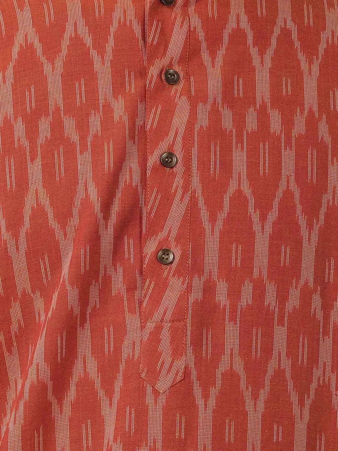 VASTRAMAY Men's Orange Pure Cotton Kurta and Churidar Set