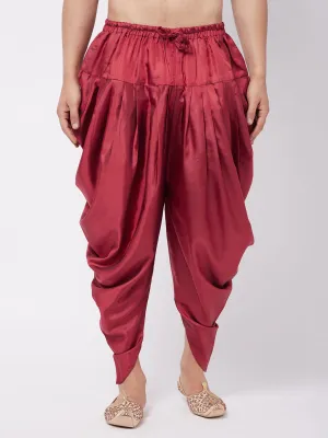 VM By VASTRAMAY Men's Maroon Cotton Blend Cowl Dhoti
