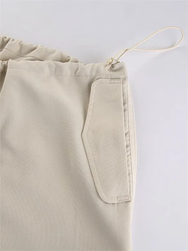 Wenkouban-Light colored baggy parachute cargo pants with drawstring and low waist- Streetwear y2k outfits Fall Outfits Christmas Thanksgiving Gift New Year's Eve