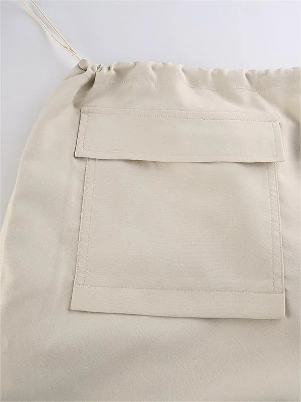 Wenkouban-Light colored baggy parachute cargo pants with drawstring and low waist- Streetwear y2k outfits Fall Outfits Christmas Thanksgiving Gift New Year's Eve