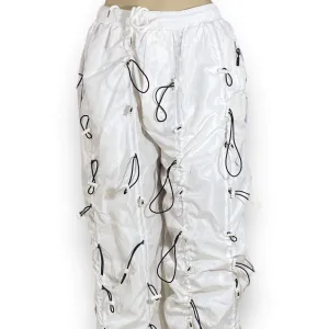 White Bungee Cord Parachute Pants