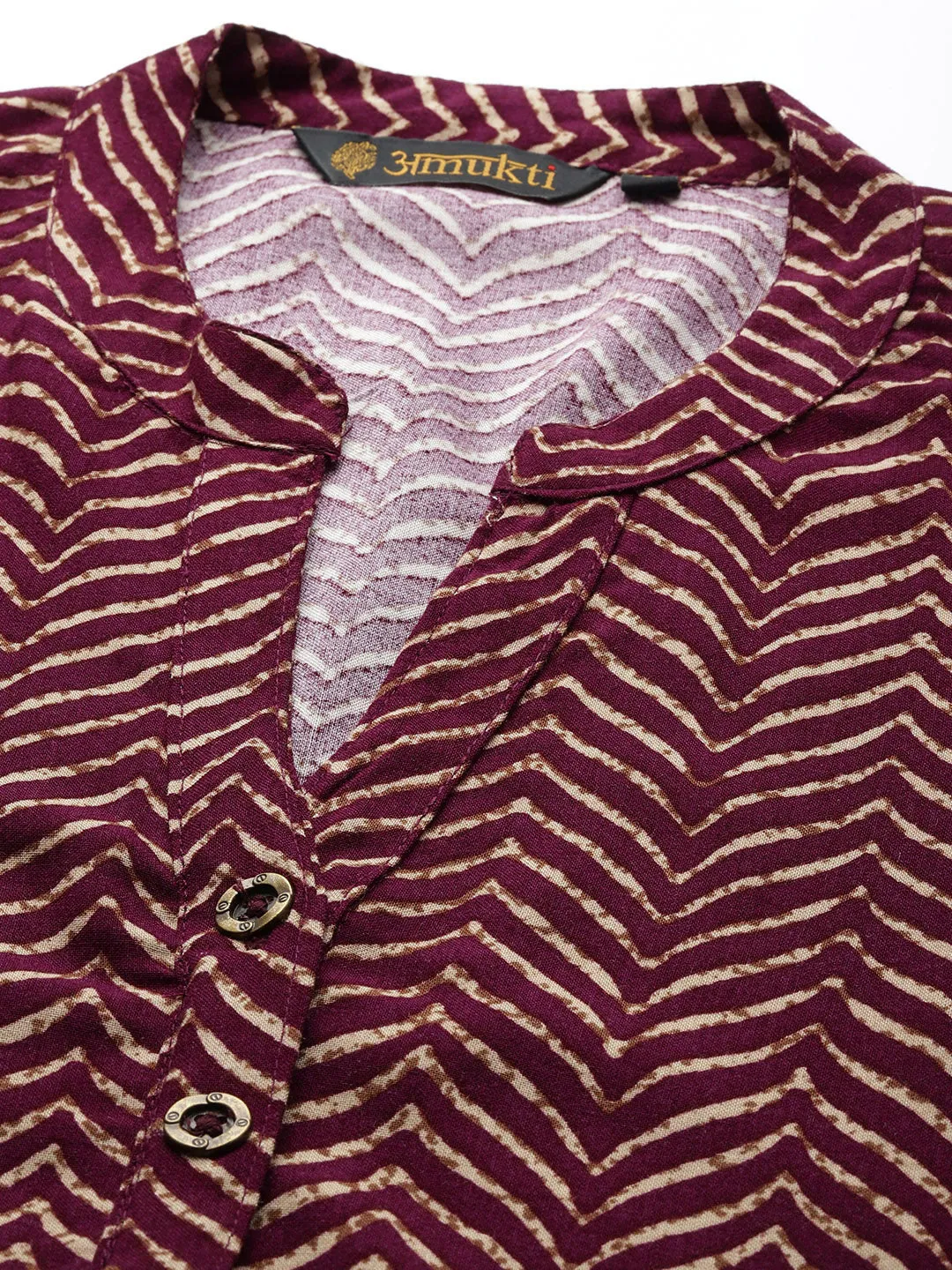 Wine Viscose Rayon Geometric Printed Tunic