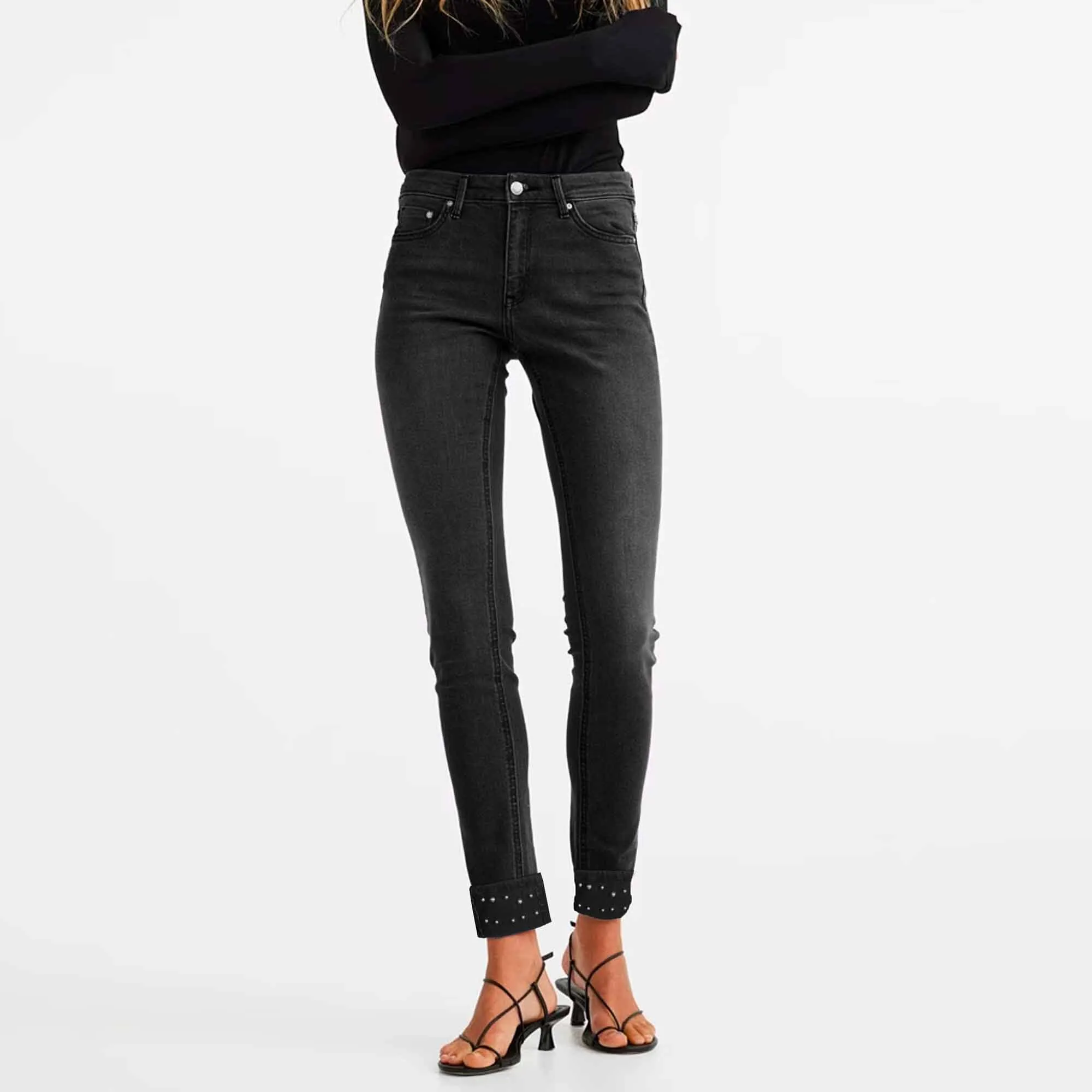 Women's Fashionista Bead-Embellished Denim Pants