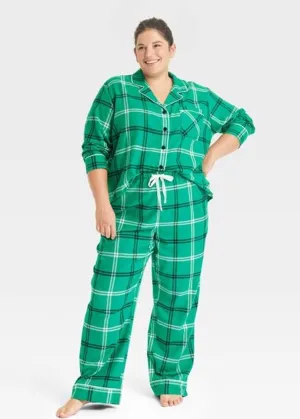 Women's Plaid Sleepwear Pants,Green