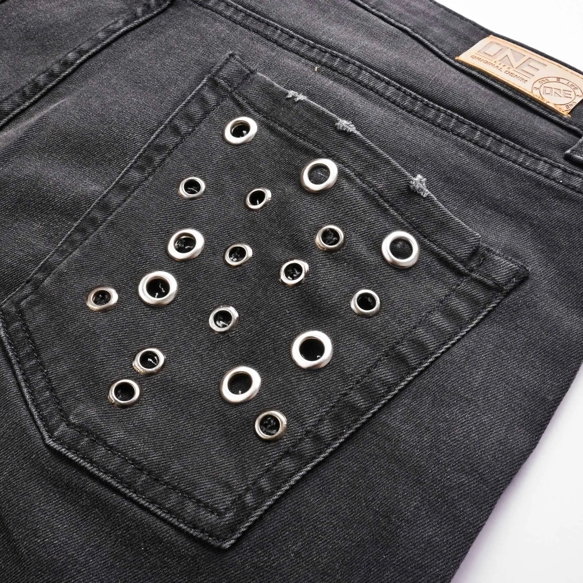 Women's Stud Hole Denim Pants