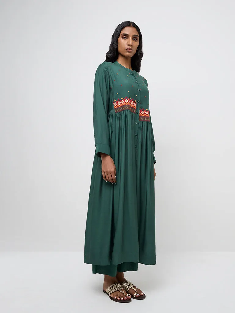 Zuba Green High-Rise Ethnic Pants